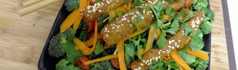 Picture of finished teriyaki tempeh salad