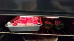 Veggies broiling under the heating elements